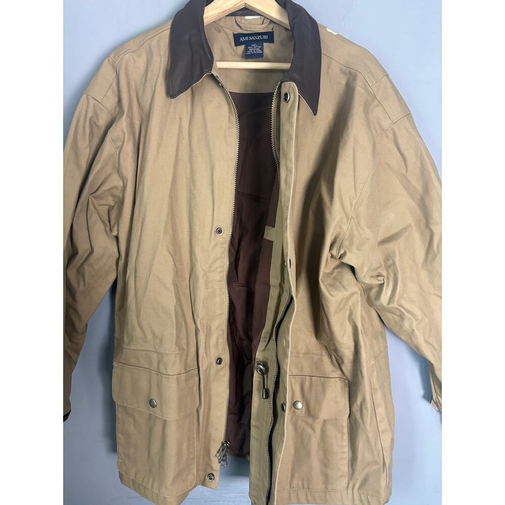 AMI SANZURI Men’s XL Cotton Field Jacket Tan Brown Collar